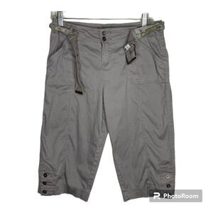 Sonoma Gray Modern Capri Floral Belted Button Details Pockets‎ Petite 6P